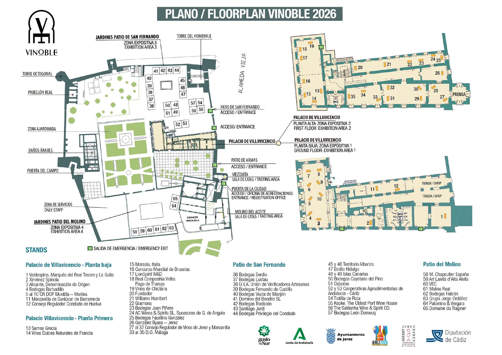 Plano oficial de Vinoble 2026 en el Alcázar de Jerez
